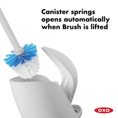 OXO soporte abierto mostrando mecanismo que se activa al levantar cepillo