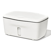 OXO Tot dispensador frontal gris mostrando diseño y capacidad