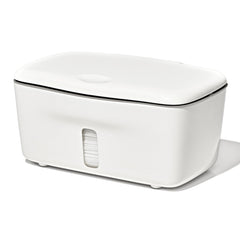 OXO Tot dispensador frontal gris mostrando diseño y capacidad