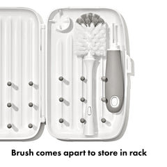 OXO Tot bottle brush in rack stand keeping brush upright for sanitary storage