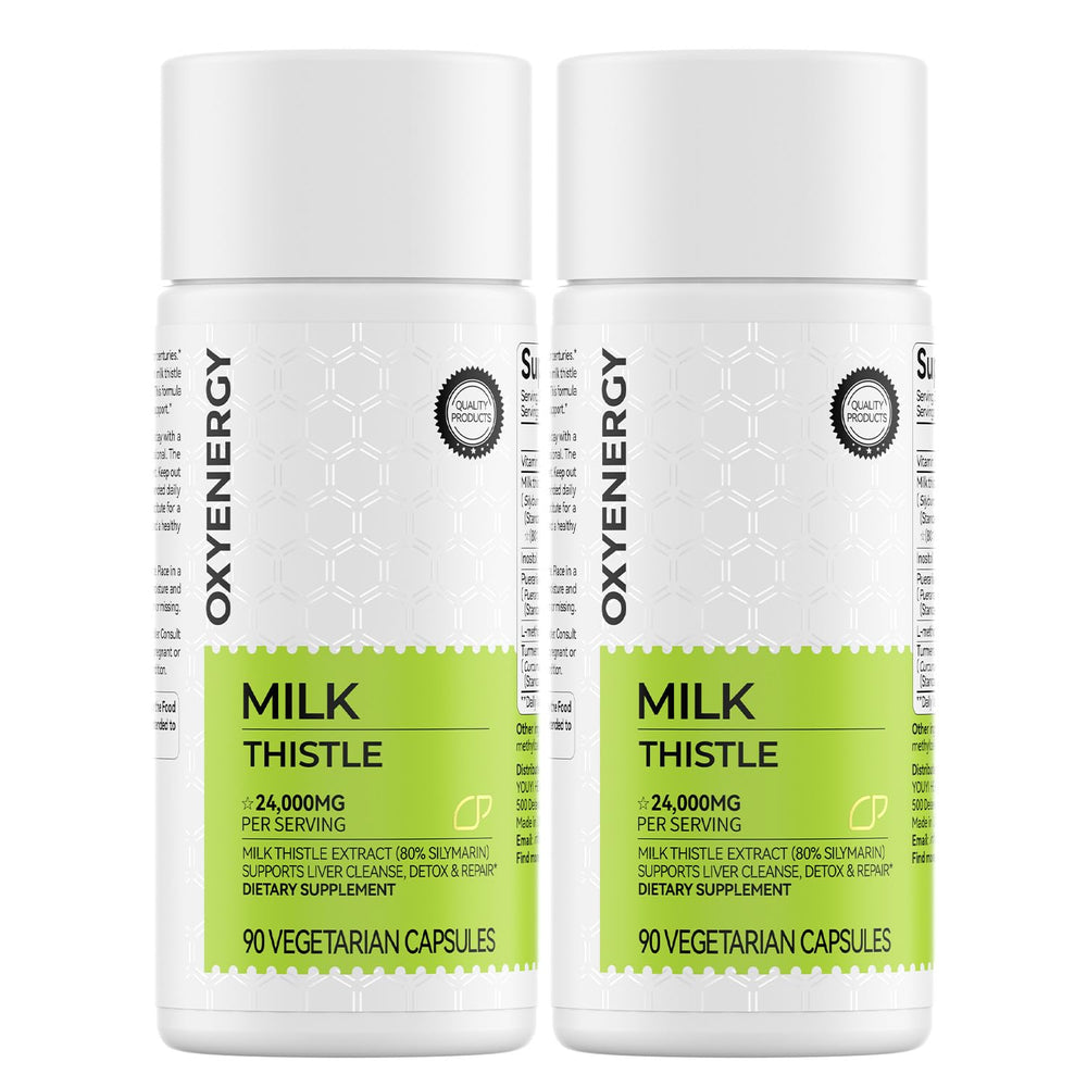 OxyEnergy envase frontal Milk Thistle mostrando diseño y cantidad