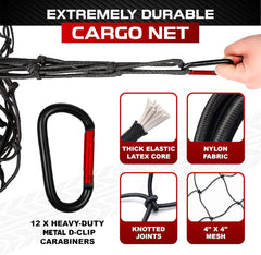 PAMAZY red estirada en pickup sujetando carga grande de forma segura