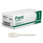PAMI tenedor frente del empaque blanco, aporta suministro masivo
