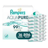 Pampers paquete frontal mostrando 16 envases, conveniencia y cantidad