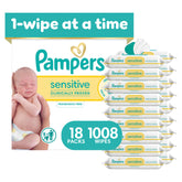Pampers paquete frontal mostrando cantidad y formato útil