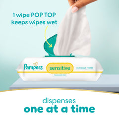Pampers Toallitas Sensitive primer plano textura gruesa que limpia sin irritar