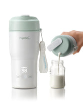 Papablic front view showing blue exterior and controls, highlighting portability