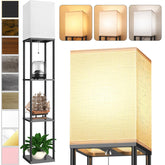 PARTPHONER lámpara de pie frontal mostrando diseño y estantes, mejora decoración