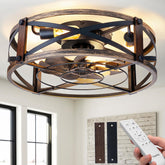 Passky ventilador vista frontal con jaula, estilo industrial y ahorro energético