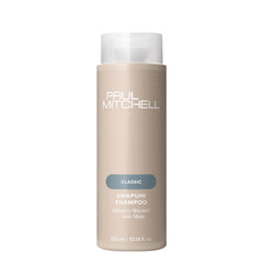 Paul Mitchell envase frontal mostrando la marca y beneficio limpieza