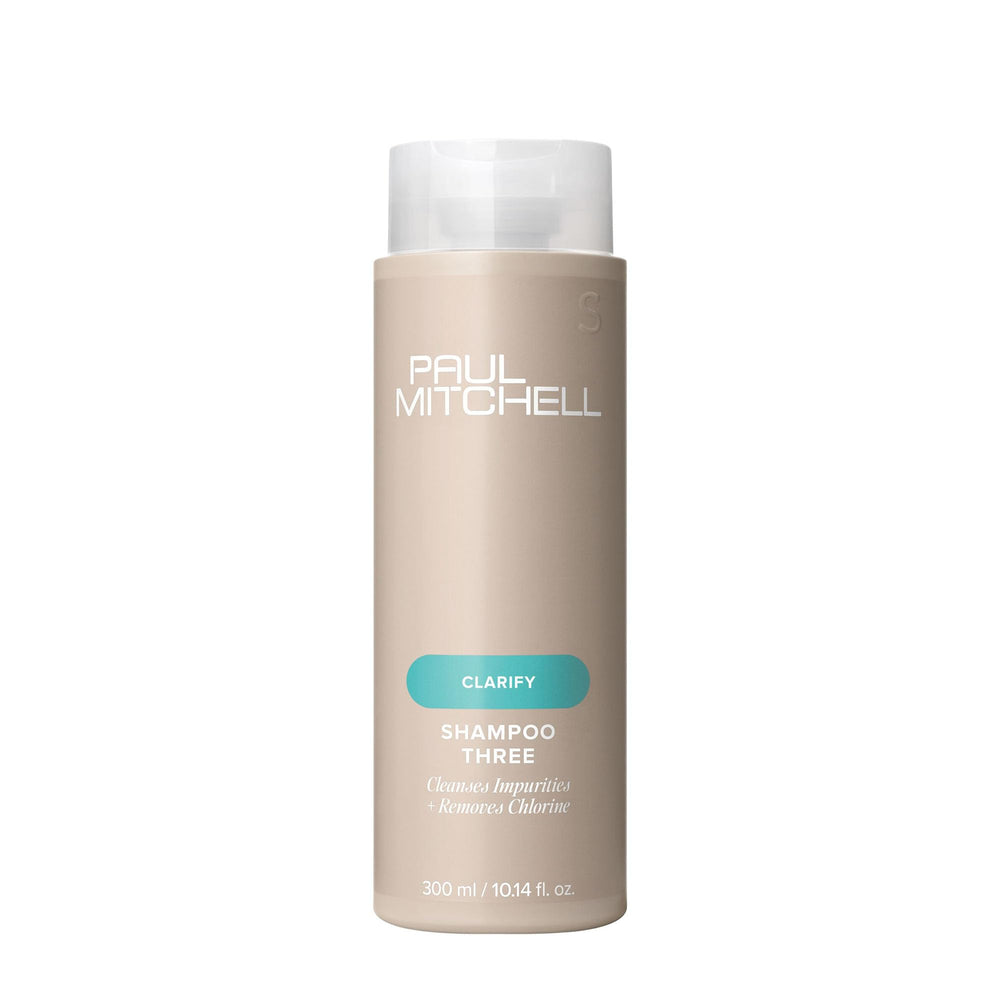 Paul Mitchell botella frontal mostrando el champú clarificante para nadadores