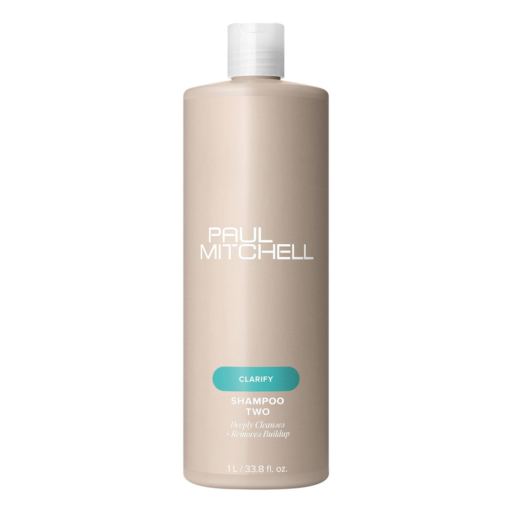 Paul Mitchell Shampoo Two frasco frontal mostrando etiqueta y beneficio de limpieza profunda