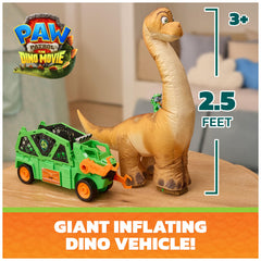 Paw Patrol dinosaurio inflado cerca mostrando textura y tamaño
