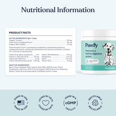 Pawfy comparativa de tamaño del masticable junto a una mano para dosificación visual