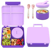 Pawtong vista frontal del set bento mostrando termo y tapa, práctico para colegio