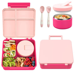 Pawtong frontal de la fiambrera rosa mostrando cierre seguro y diseño infantil