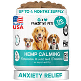 Pawzitive Pets envase frontal mostrando 120 golosinas y facilidad de uso