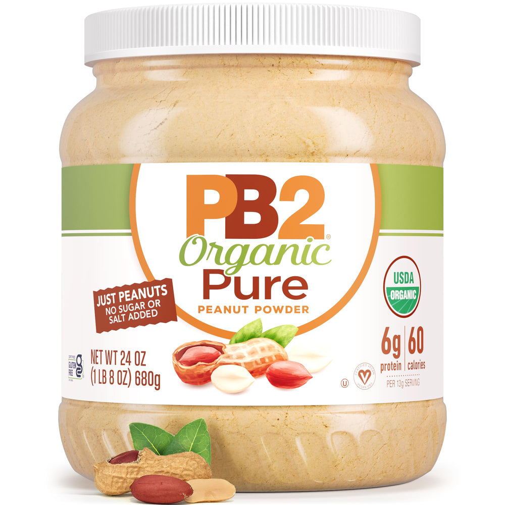 PB2 frasco delantero 24oz mostrando envase resellable y etiqueta orgánica