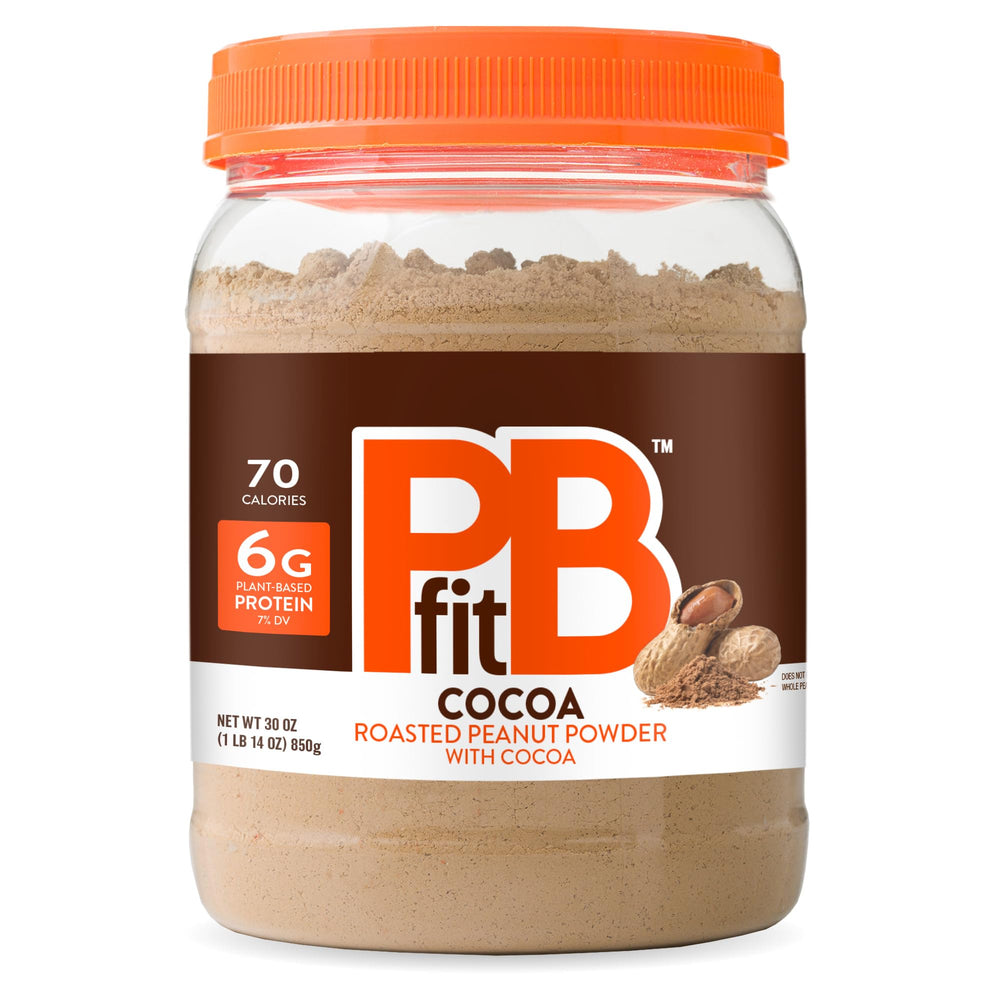 PBfit frasco frente mostrando etiqueta y beneficio bajo en grasa