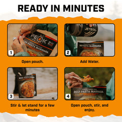 Peak Refuel ingredientes liofilizados extendidos que muestran calidad