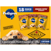 Pedigree empaque frontal Choice Cuts Grill muestra sabor y formato práctico