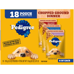 Pedigree sobre frente mostrando etiqueta y facilidad de uso