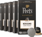 Peet's cápsula frontal del paquete mostrando marca y diseño, conveniencia en casa