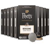 Peet's Coffee caja Nerissimo frontal mostrando cantidad y diseño, conveniencia al comprar