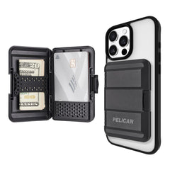 Pelican cartera MagSafe frontal mostrando diseño slim y sujeción segura