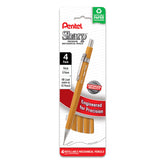 Pentel Sharp pack frontal amarillo mostrando las cuatro unidades y facilidad de identificación