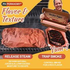 PerkHomy papel envuelto en parrilla para mejor retención de humo