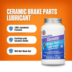 Permatex aplicación en pinza de freno ilustrando lubricación segura