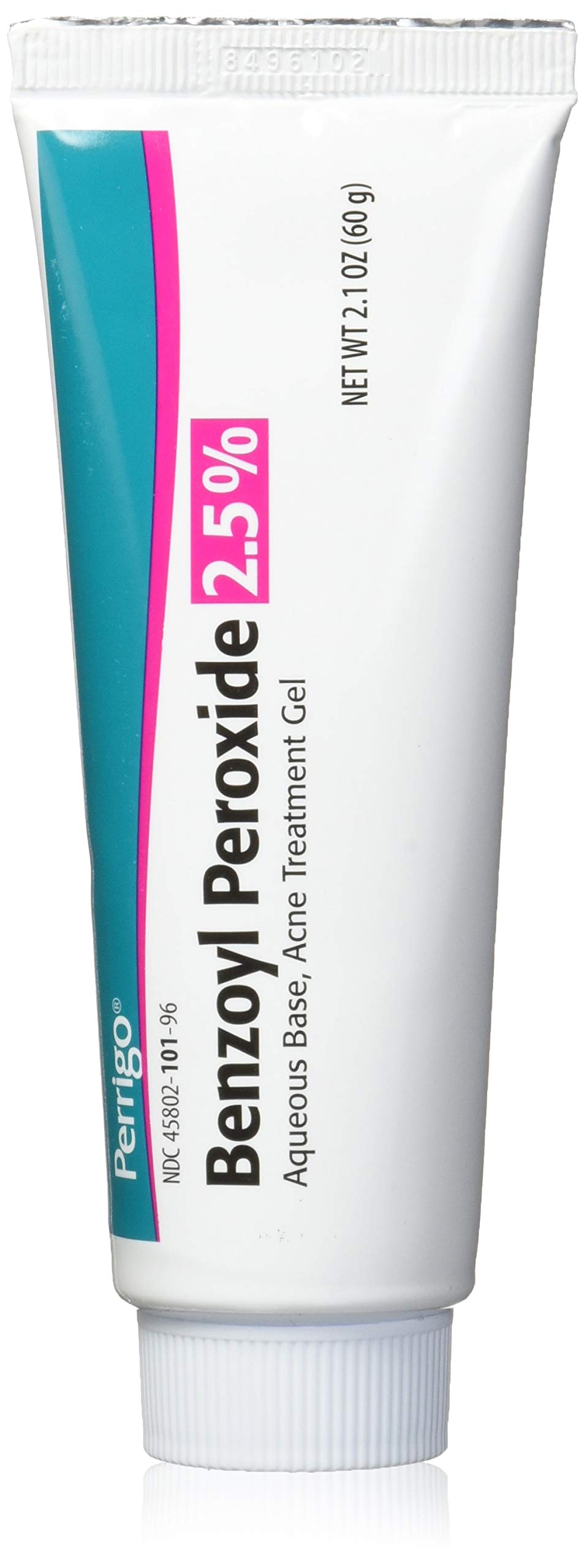 Perrigo gel 2,5% peróxido de benzoilo tubo frente con etiquetado claro y práctico