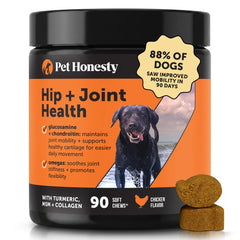 Pet Honesty envase frontal mostrando 90 masticables y beneficios