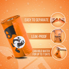 PET N PET bag held in hand demonstrating easy-tear and secure handling