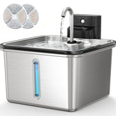 PETALPAW front view stainless steel fountain shows hygienic design and durability