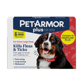 PetArmor Plus paquete frontal mostrando seis dosis y protección mensual