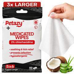 Petazy paquete frontal mostrando 50 toallitas para higiene rápida