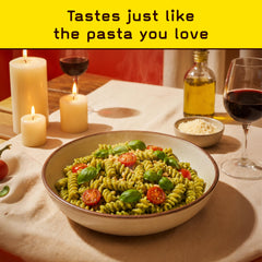 Pete's Pasta plato servido cocido con salsa, sabor tradicional