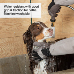 PetFusion glove in use grooming a dog providing calmer brushing