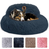 PetJett cama frontal gris oscuro mostrando forma donut y confort