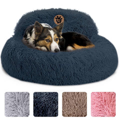 PetJett cama frontal gris oscuro mostrando forma donut y confort