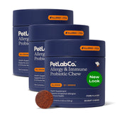PetLab Co. frontal del envase mostrando la marca y beneficios visibles