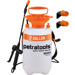 PetraTools HD201 front view showing compact 2-gallon design and handle, durable for yard tasks