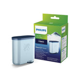 Philips AquaClean frontal del envase mostrando el cartucho y beneficios