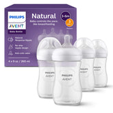 Philips Avent frontal del pack de 4 biberones mostrando capacidad y diseño, comodidad inmediata