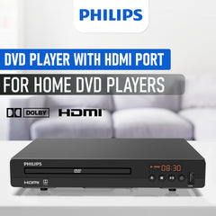 PHILIPS conexiones HDMI, RCA y USB mostrando versatilidad de entrada