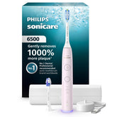 Philips Sonicare 6500 frontal en rosa mostrando diseño ergonómico y limpieza eficiente