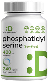 Phosphatidylserine Supplement frente del empaque mostrando cantidad y dosis