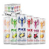 PHX lata frontal mostrando diseño y beneficios para hidratación